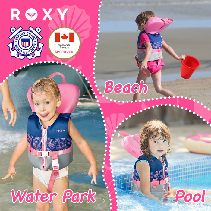 ROXY CGA Life Vest for Infant under 33 lbs, Evoprene Fabric and PVC Foam, With Quick-Release Buckle & Leg Strap, for Baby Boating Fishing & Kayaking