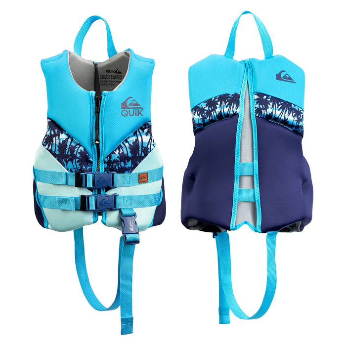 QUIKSILVER Child Life Vest, USCG and Transport Canada Approved Life Jacket with Safety Strap, Evoprene PFD Swim Vest, Personal Flotation Device Kids Float Jacket for Boys, Boating Swimming