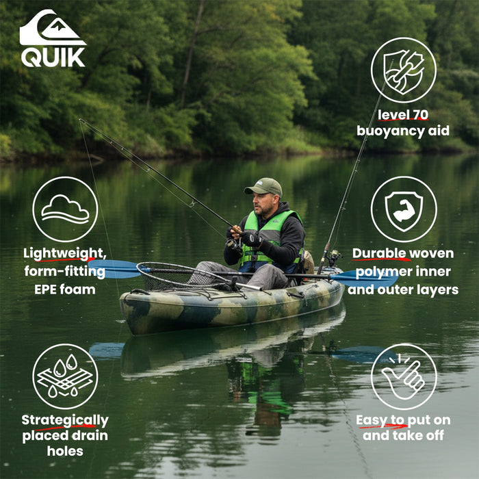 QUIKSILVER USCG Approved Adult Life Jacket, Lightweight EPE Foam and Quick-Release Buckles for Fishing Boating Kayaking