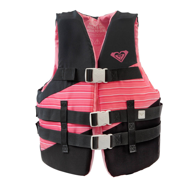 ROXY USCG Approved Women’s Life Vest, Light-Weight EPE Foam and Oversized Arm Holes, Three Belts with Quick-Release Buckles for Fishing and Boating
