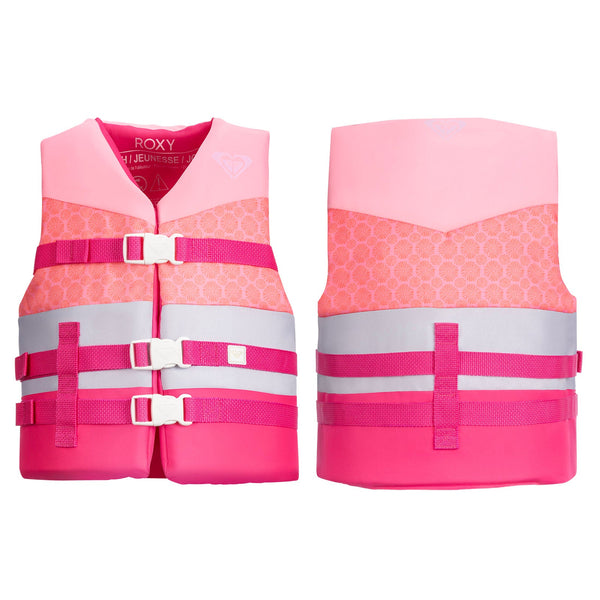 ROXY USCG Approved Teen & Youth Life Vest PFD, Light-Weight EPE Foam and Drain Holes, Three Belts with Quick-Release Buckles for Fishing, Boating & Kayaking