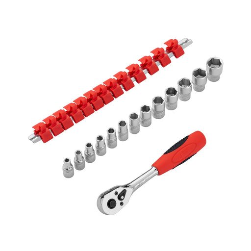 Jetech 14PCS 1/4" Dr socket and ratchet handle set
